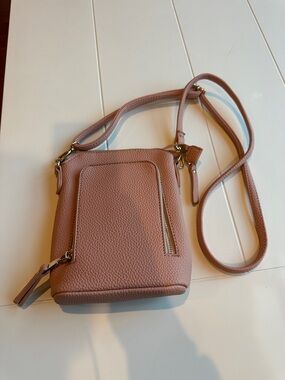 Small Blush Pink Pebbled Crossbody Bag - Womens Shoulder Purse